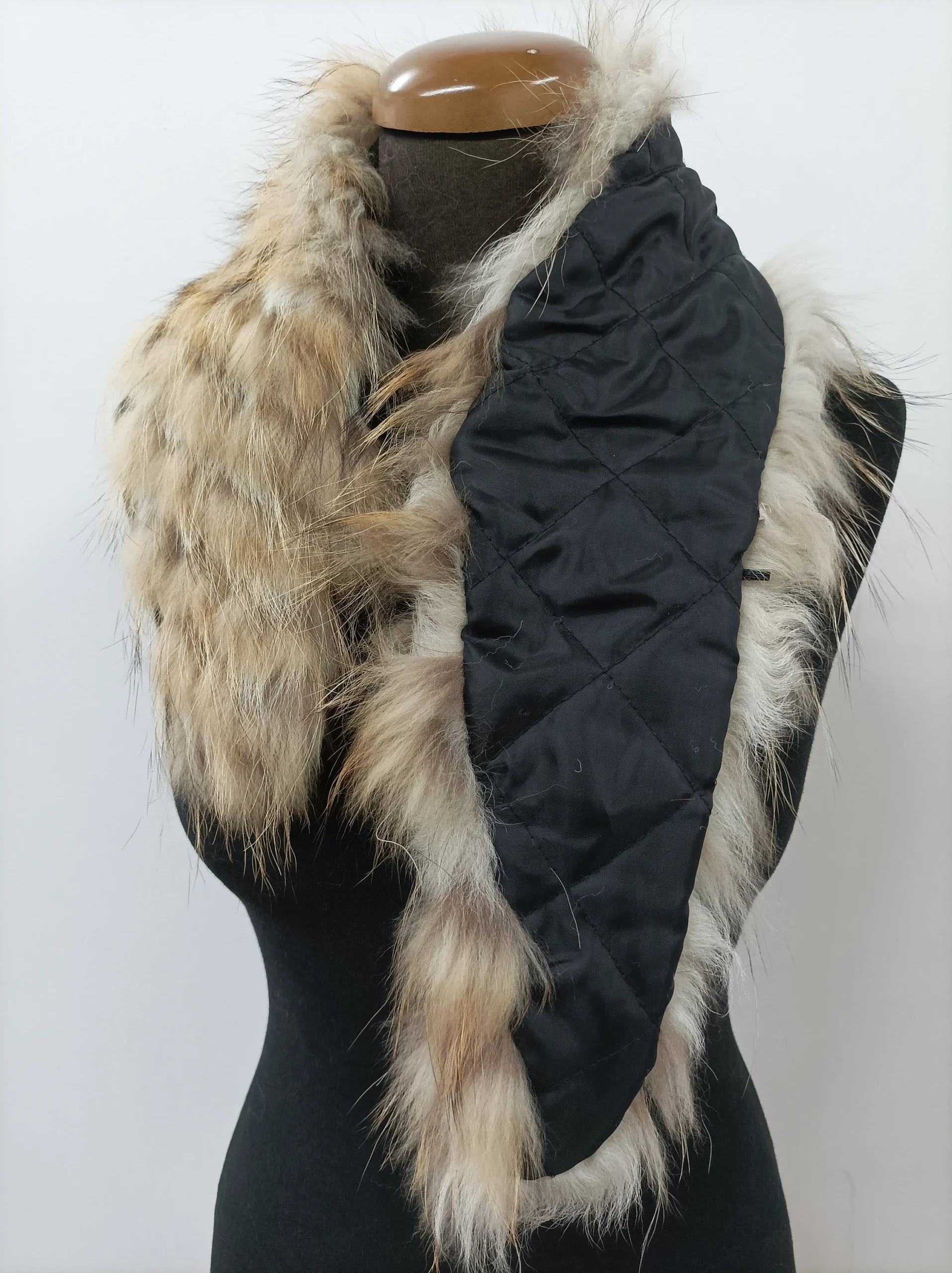 Fur collar, Finn raccoon and mouton high quality fur collar light natural color, coat winter accessories - Image 3