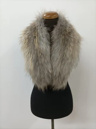 Fur collar, Finn raccoon high quality fur collar light gray and gold color, coat winter accessories