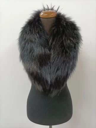 Finn Raccoon Fur Collar, Dark Blue Black Gray, Winter Coat Accessory