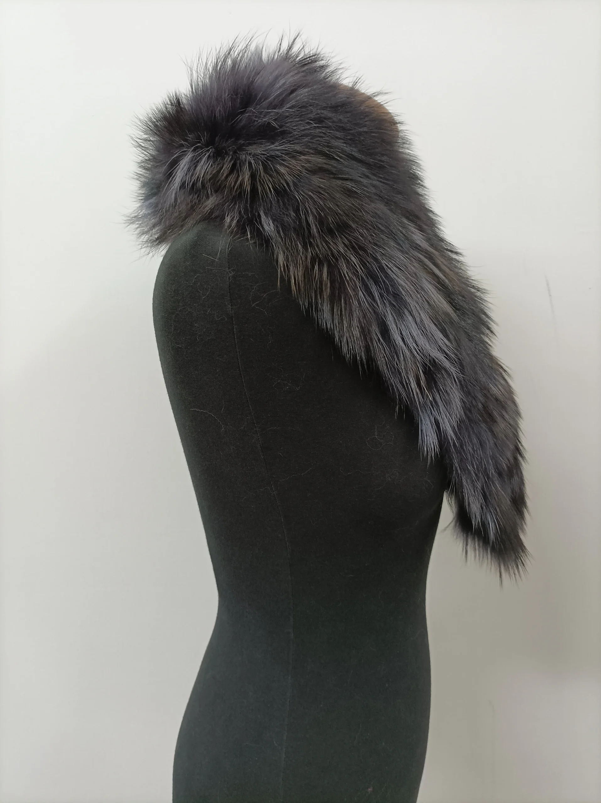 Fur collar,finn raccoon high quality fur collar ,dark blue black gray color, coat winter accessories - Image 5