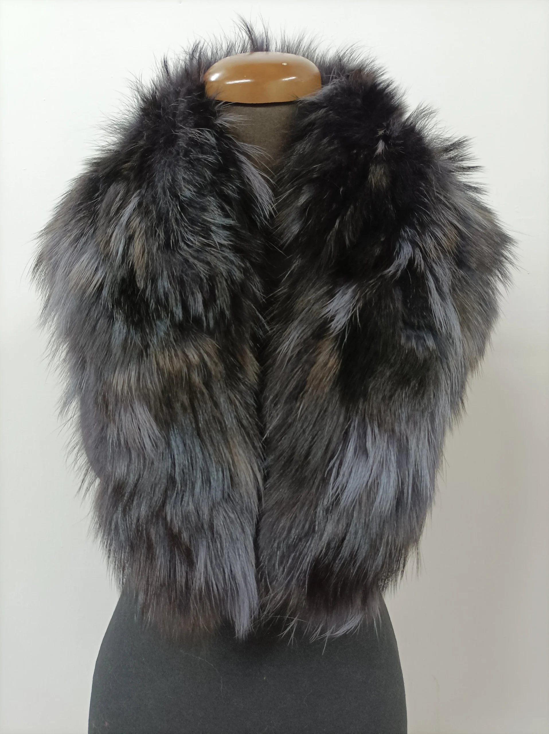 Fur collar,finn raccoon high quality fur collar ,dark blue black gray color, coat winter accessories - Image 6