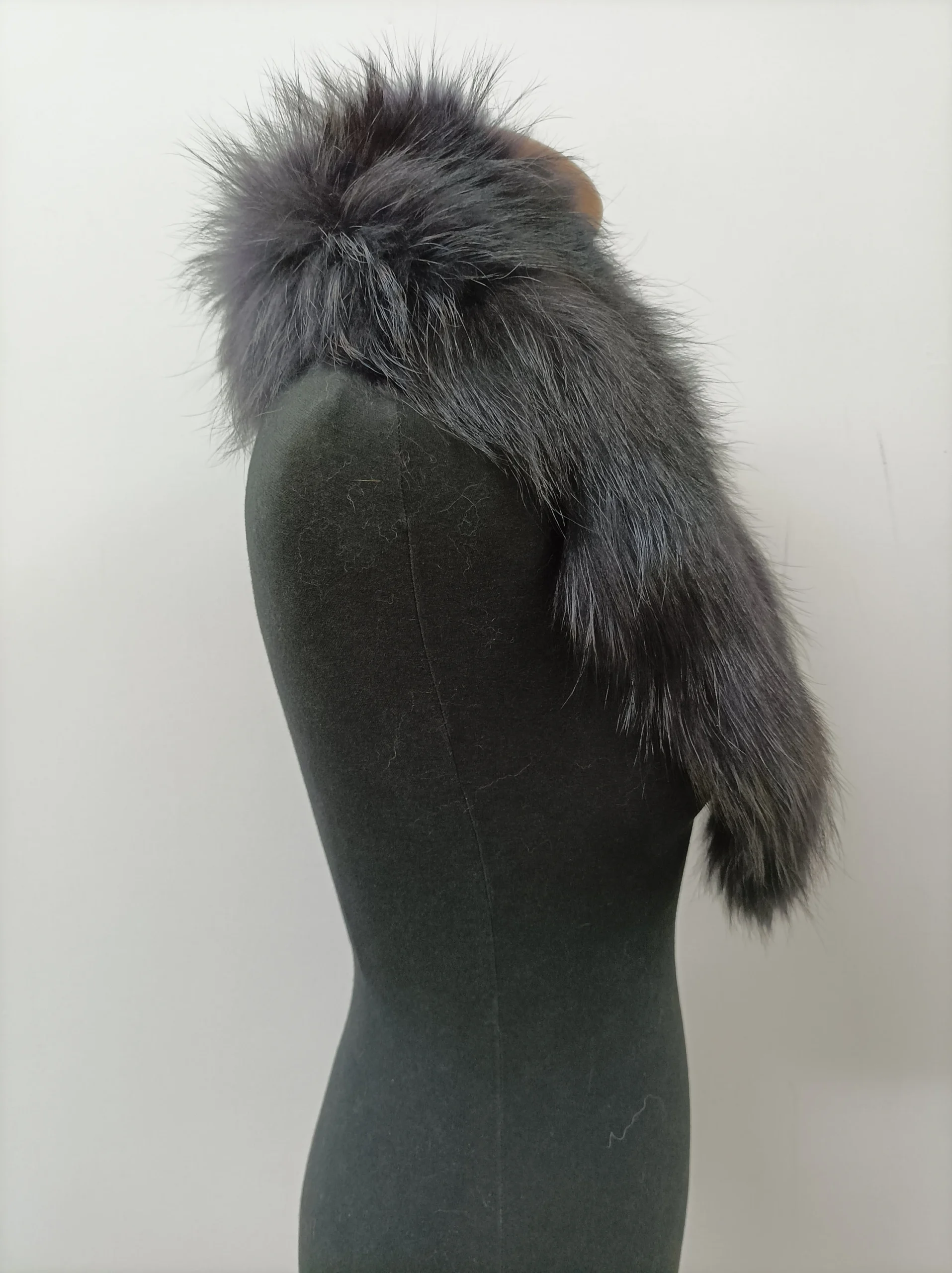 Fur collar,finn raccoon high quality fur collar ,dark blue black gray color, coat winter accessories - Image 3