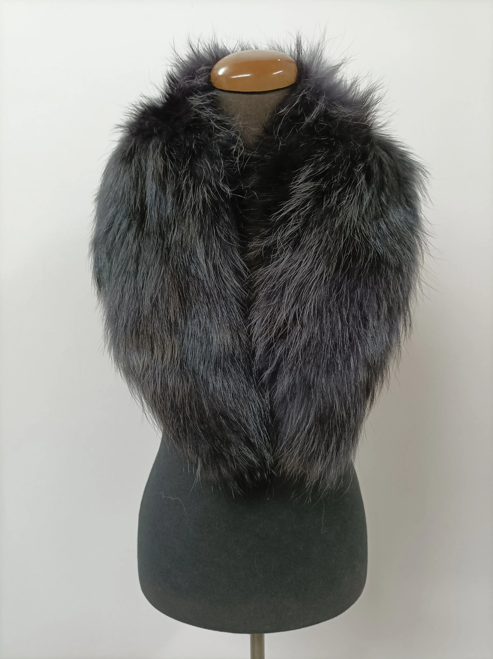 Fur collar,finn raccoon high quality fur collar ,dark blue black gray color, coat winter accessories