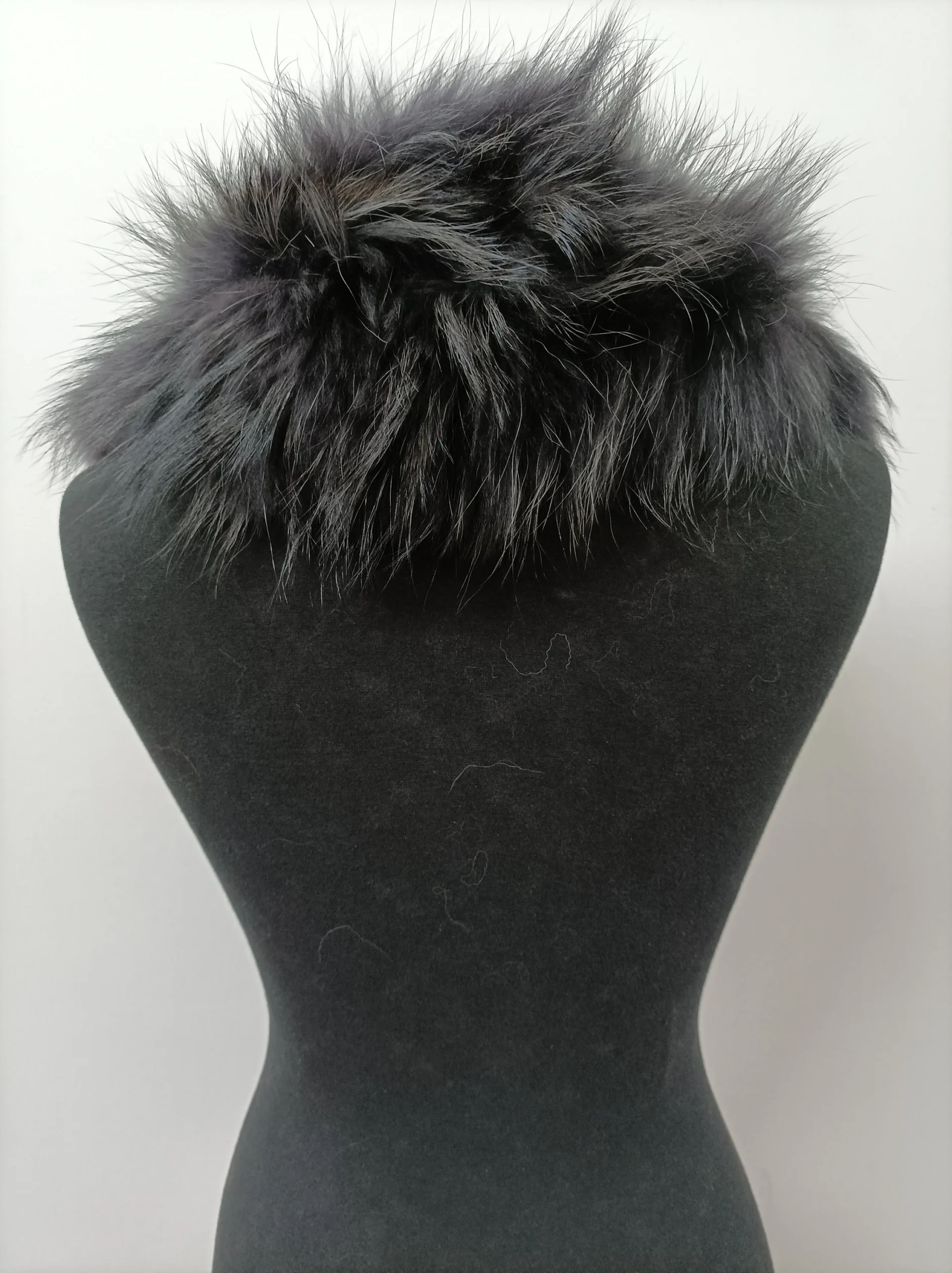 Fur collar,finn raccoon high quality fur collar ,dark blue black gray color, coat winter accessories - Image 4