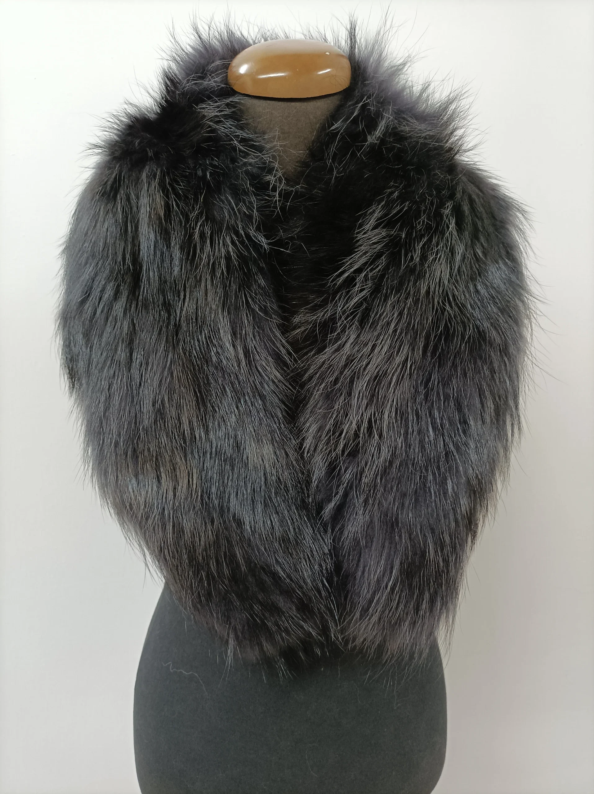 Fur collar,finn raccoon high quality fur collar ,dark blue black gray color, coat winter accessories - Image 5