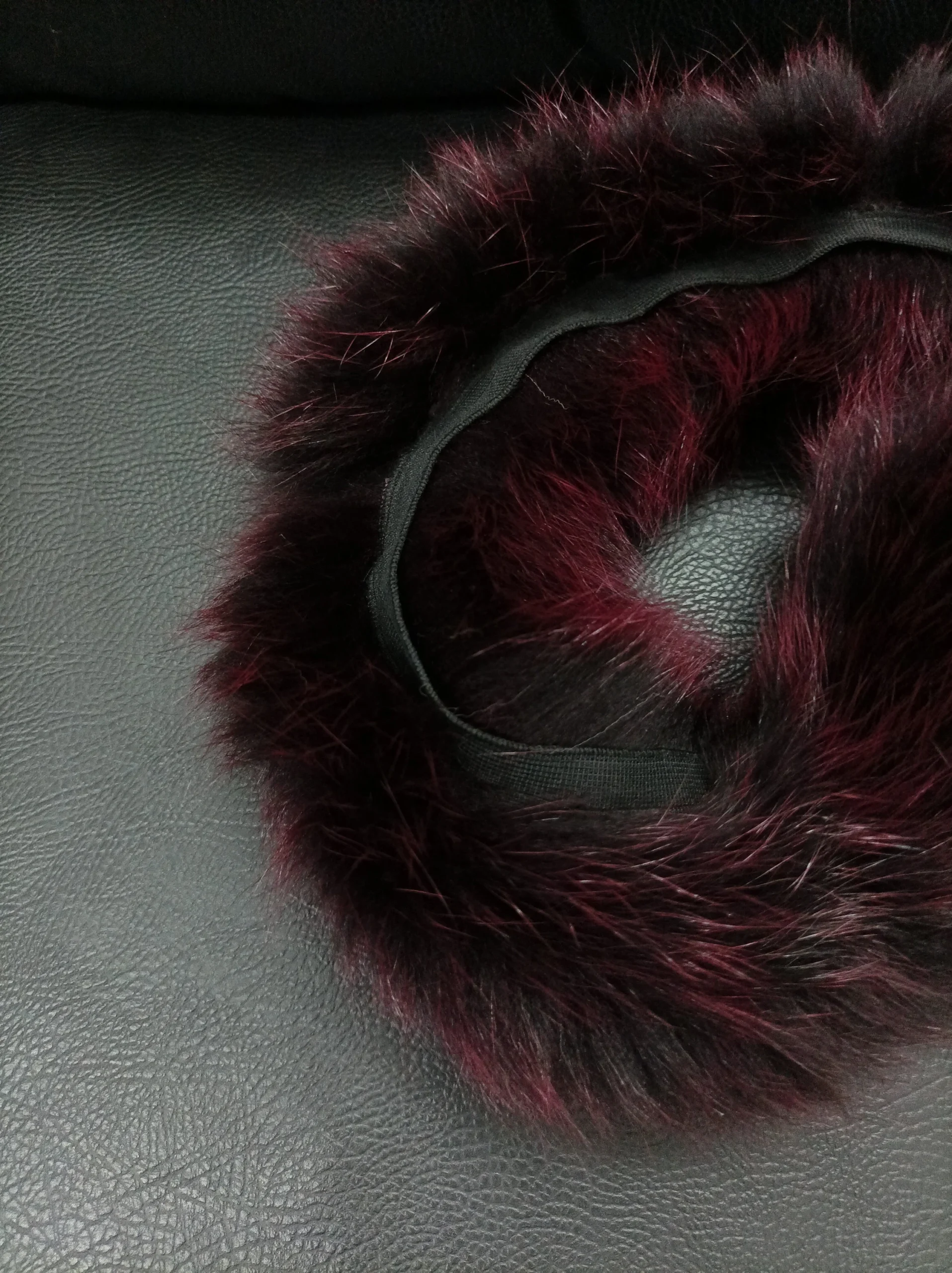Real Fox hood trim, fur collar, Bordo fox fur hood trim, fur scarf. - Image 2
