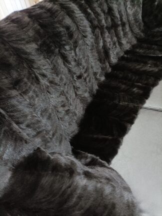 Real Mink fur blanket throw natural black color, Home warmer