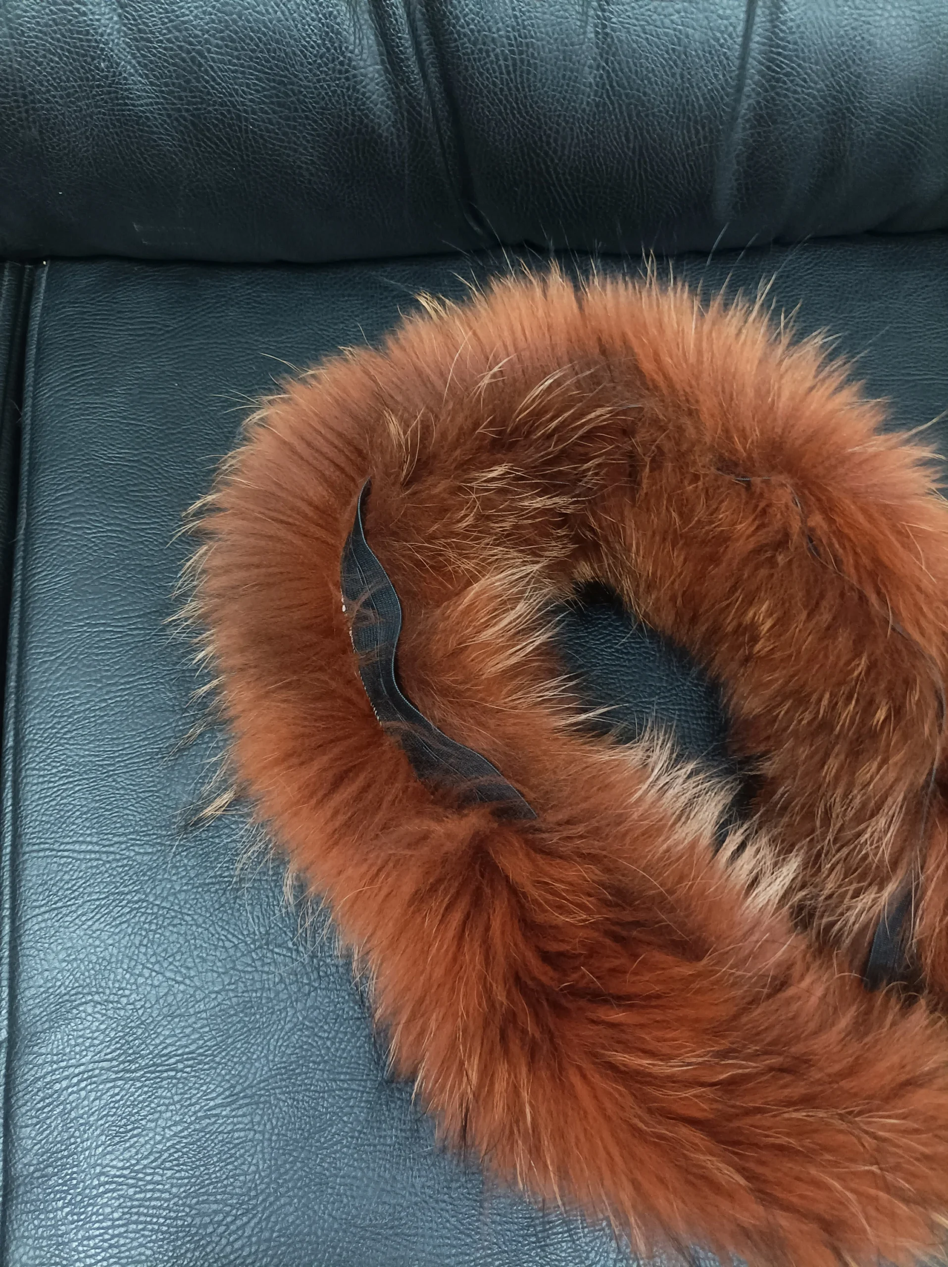 Real Finn raccoon hood trim, fur collar, Keramidi color finn raccoon fur hood trim, fur scarf. - Image 2