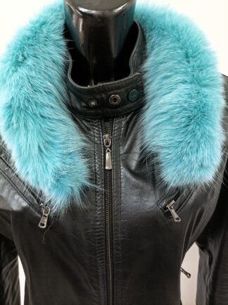 Real Fox hood trim, fur collar, Green electric fox fur hood trim, fur scarf.