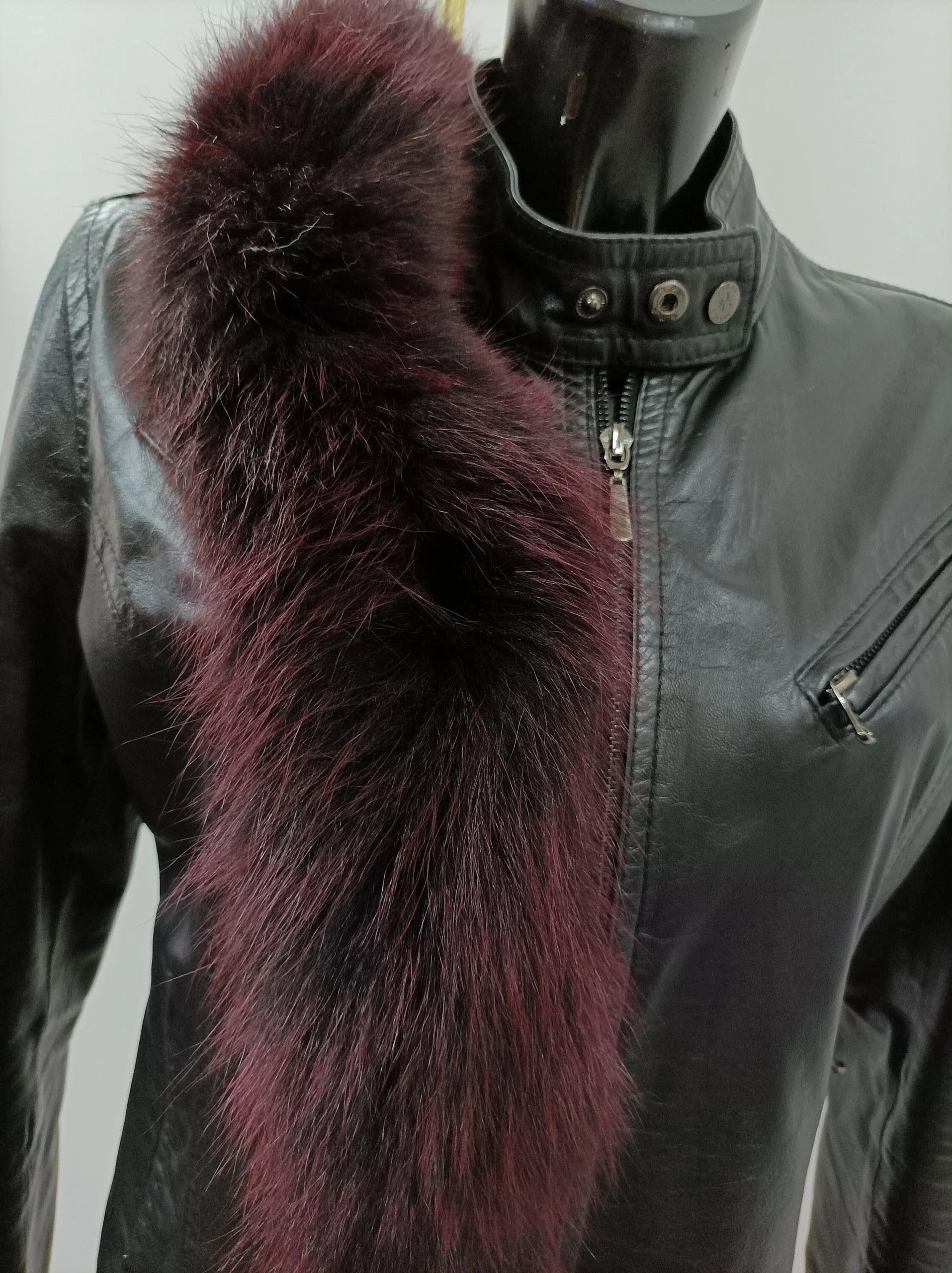 Real Fox hood trim, fur collar, Bordo fox fur hood trim, fur scarf. - Image 5