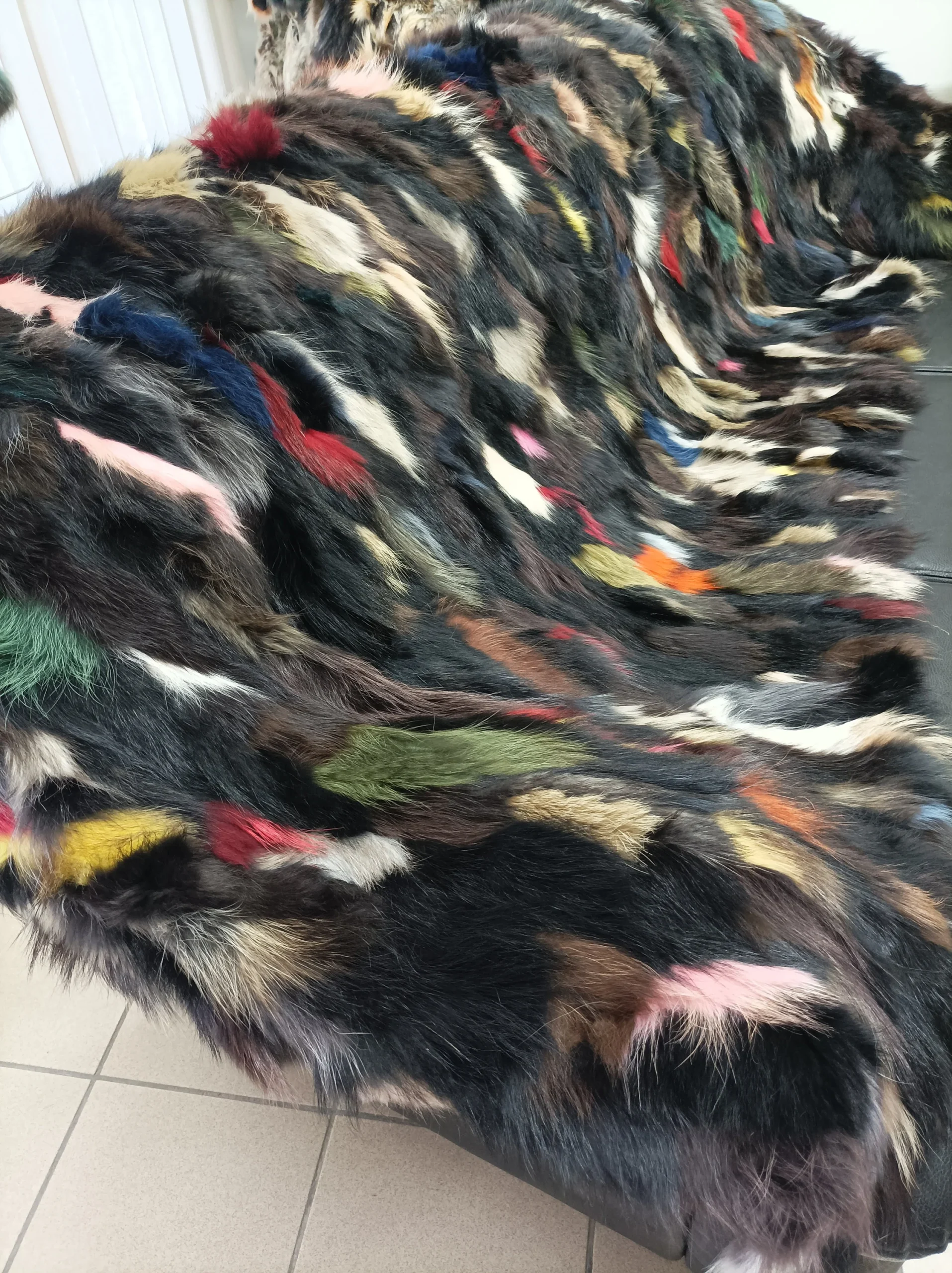 Real Finn racoonn fur blanket throw multicolor, Home warmer