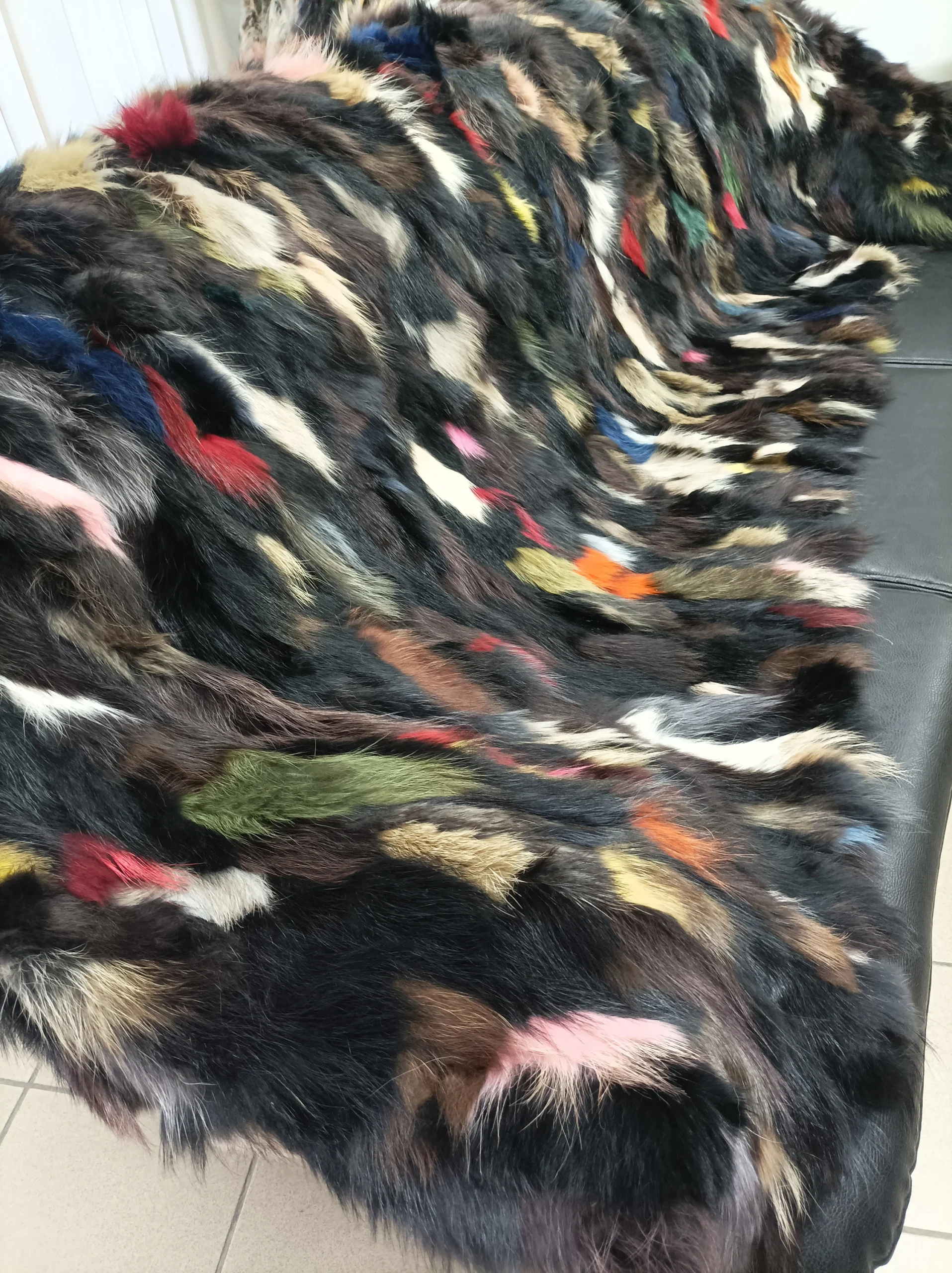 Real Finn racoonn fur blanket throw multicolor, Home warmer - Image 2