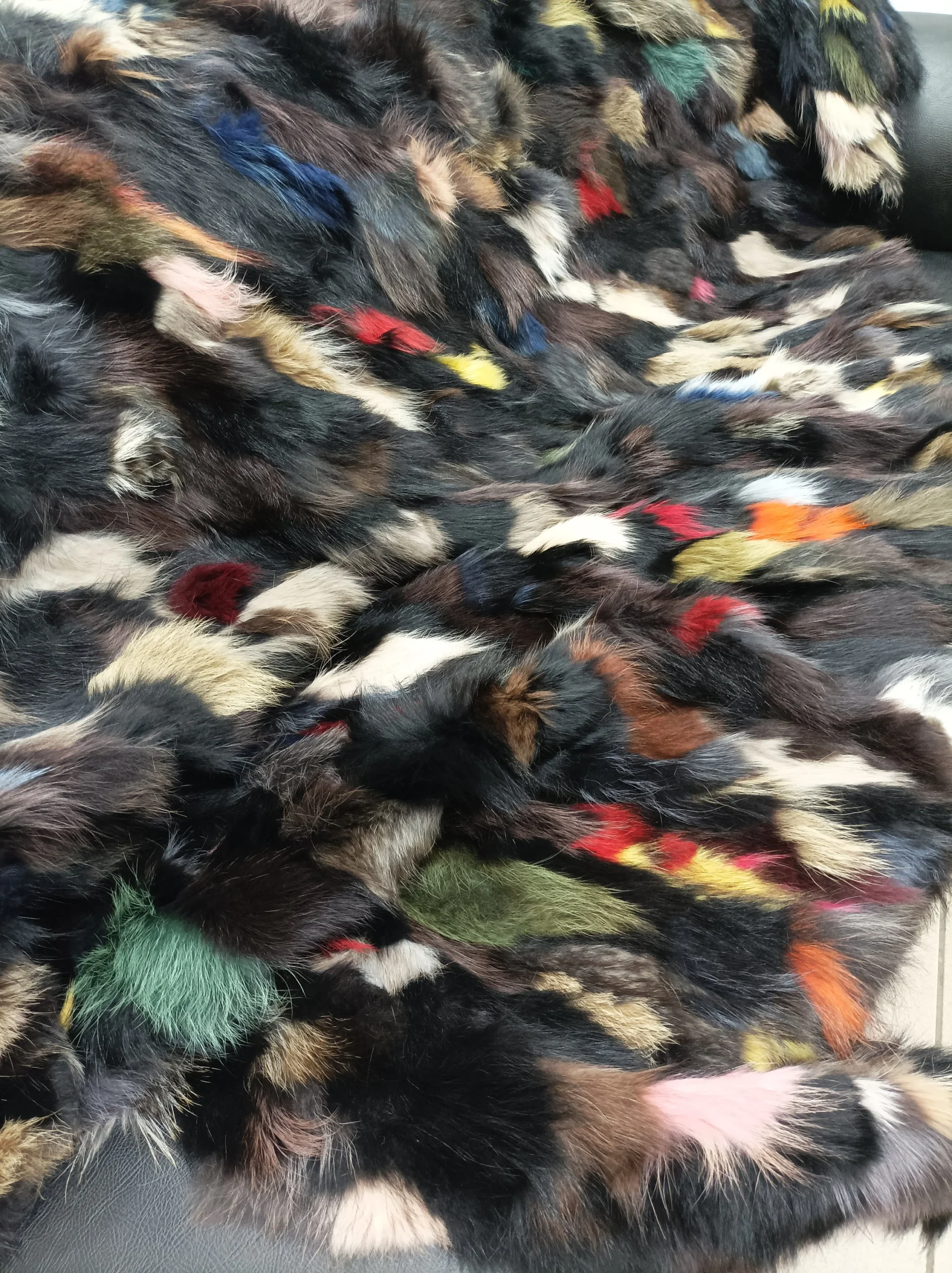 Real Finn racoonn fur blanket throw multicolor, Home warmer - Image 3