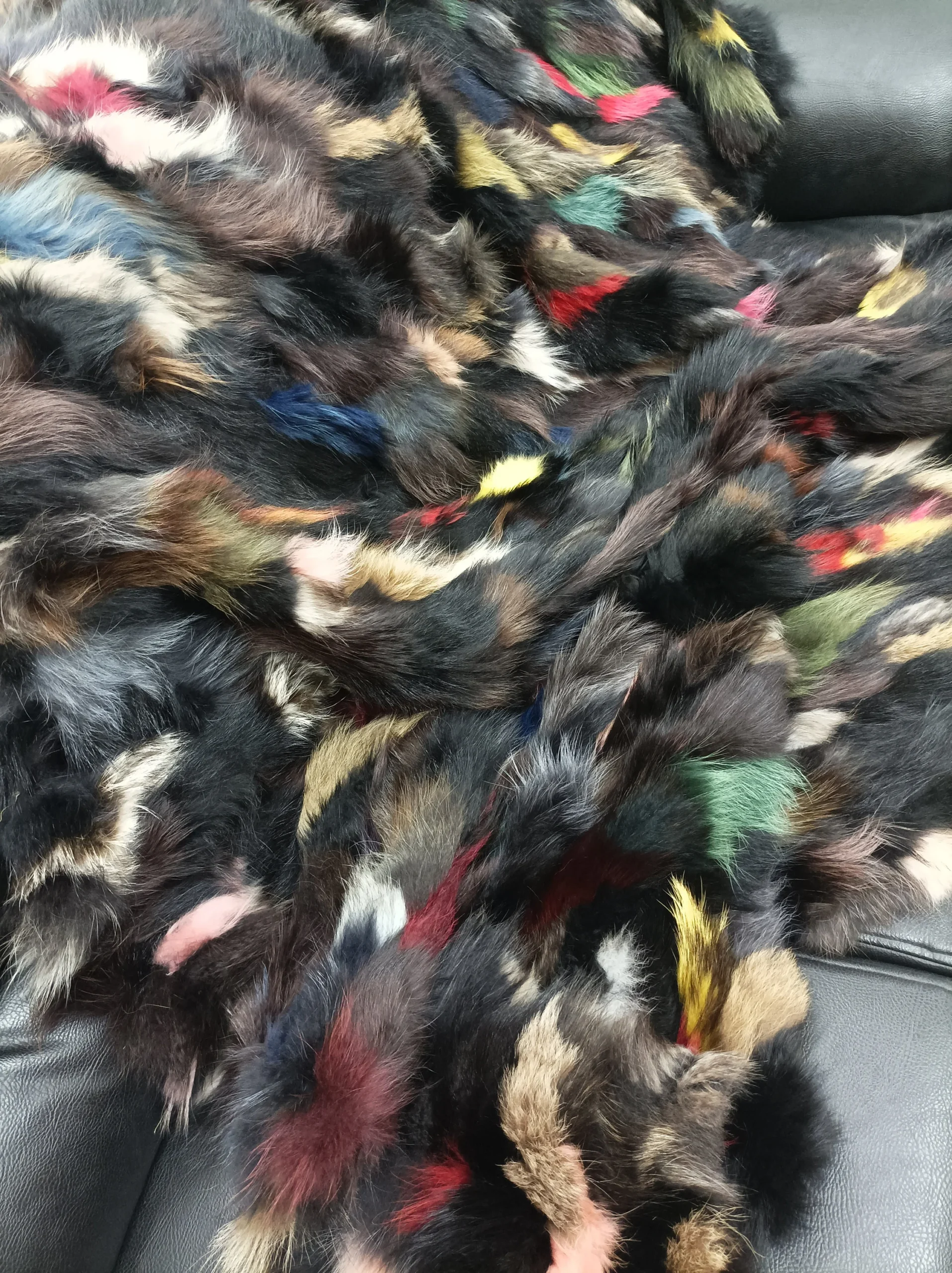 Real Finn racoonn fur blanket throw multicolor, Home warmer - Image 4