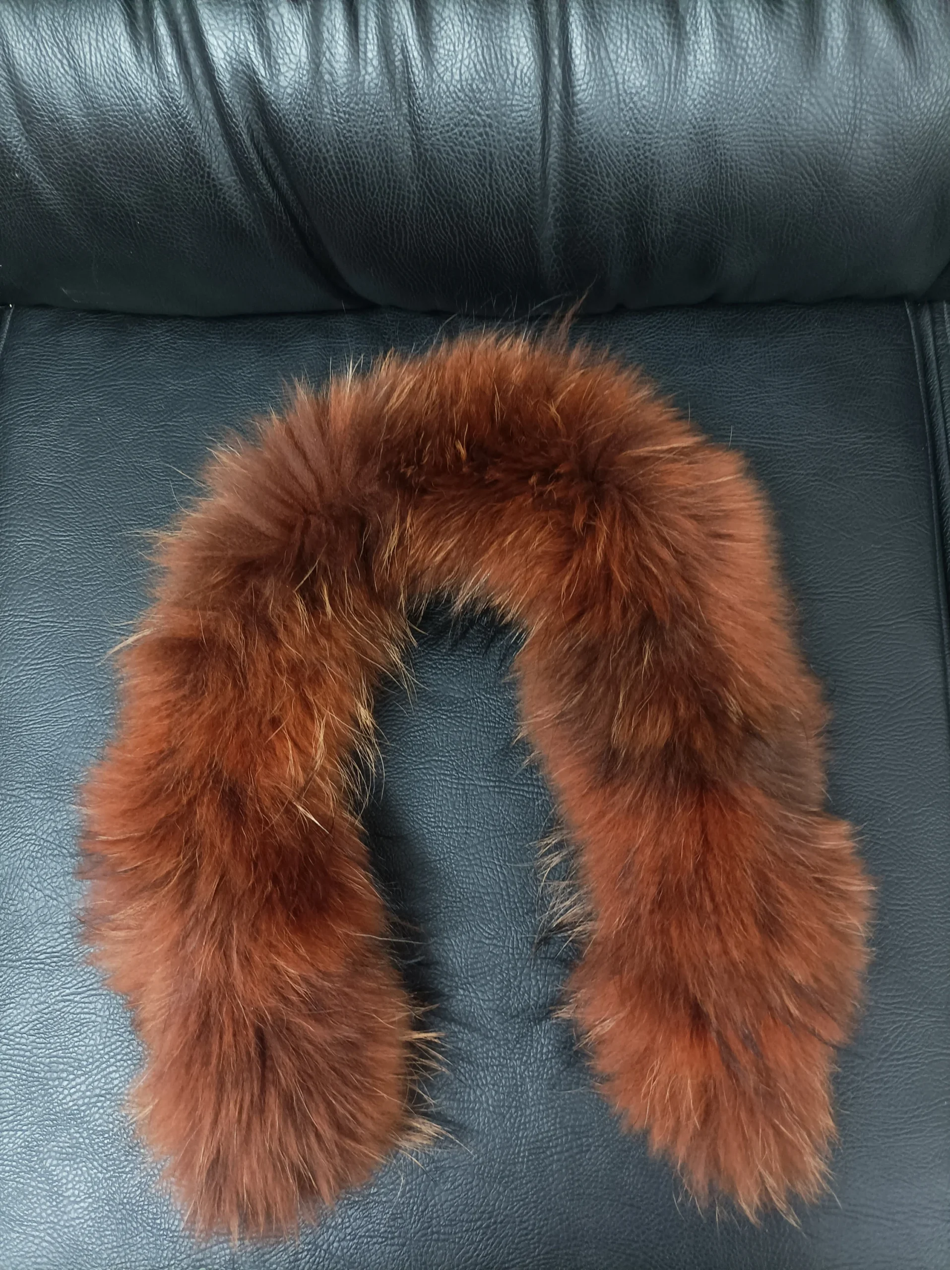 Real Finn raccoon hood trim, fur collar, Keramidi color finn raccoon fur hood trim, fur scarf. - Image 4