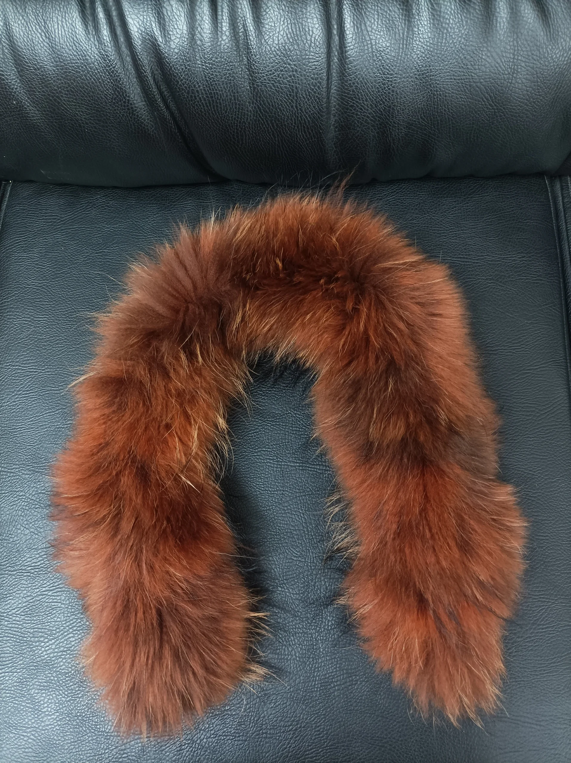 Real Finn raccoon hood trim, fur collar, Keramidi color finn raccoon fur hood trim, fur scarf. - Image 5