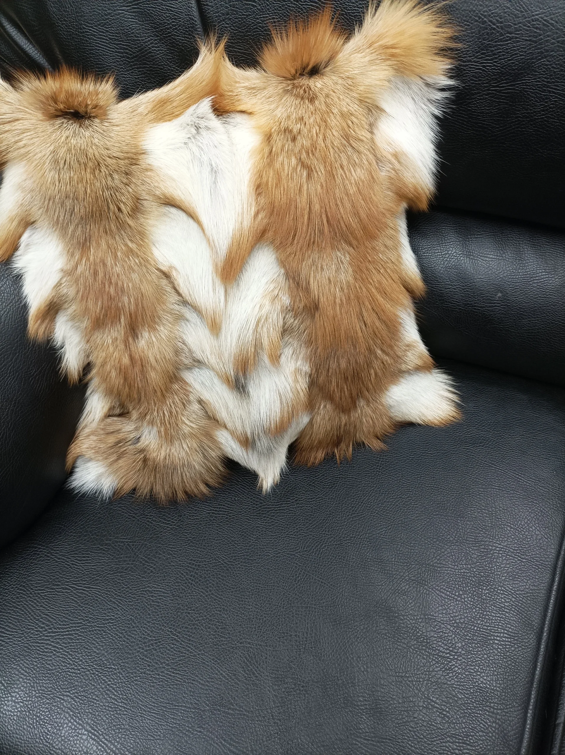 Real fox fur pillow ,natural color, Home warmer