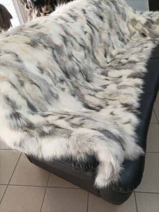 Real Fox fur blanket throw , platinum color, Home warmer