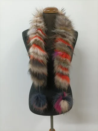 Fur Finn Raccoon multicolor pon pon design scarf fluffy and thick quality.