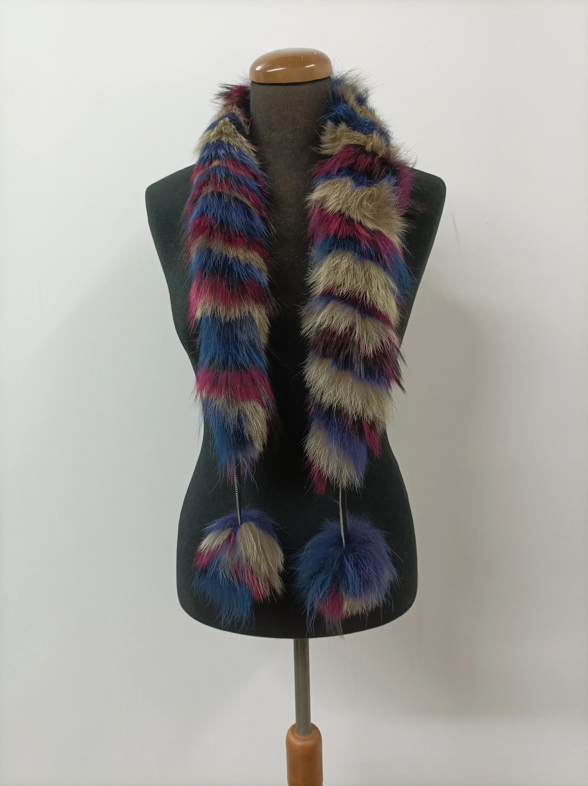 Fur Fox multicolor pon pon design scarf fluffy and thick quality.