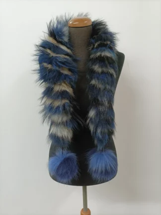 Fur Finn Raccoon multicolor pon pon design scarf fluffy and thick quality.