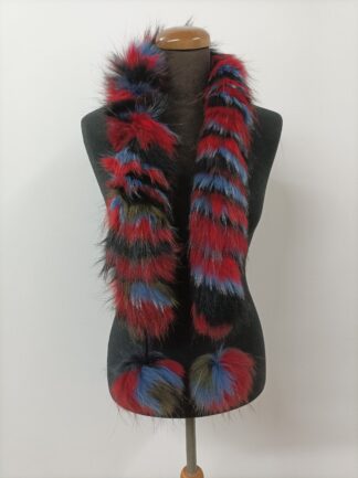 Fur Finn Raccoon multicolor pon pon design scarf fluffy and thick quality.
