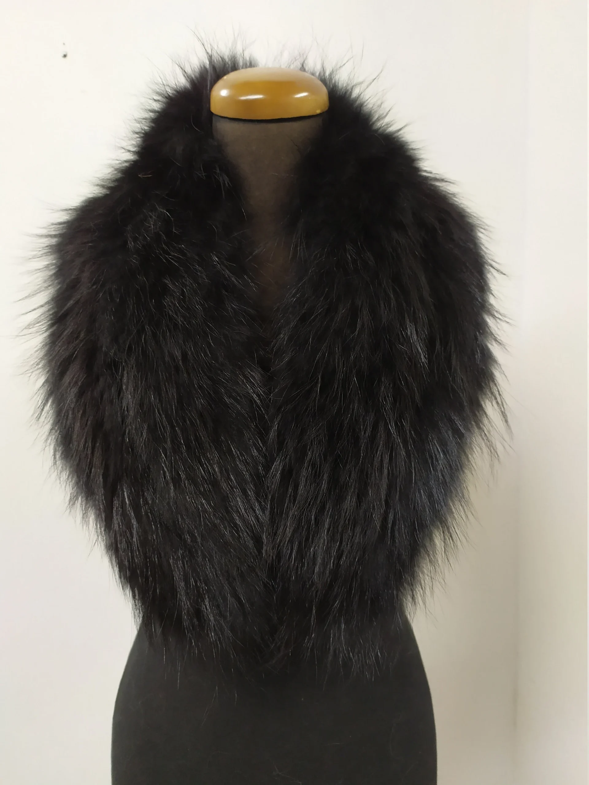 fur collar,Finn raccoon high quality fur collar, Black color, real fur scarf,coat winter accessories - Image 5