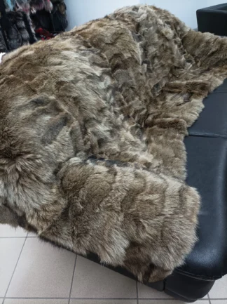 Real Coyote  fur blanket throw khaki color, Home warmer