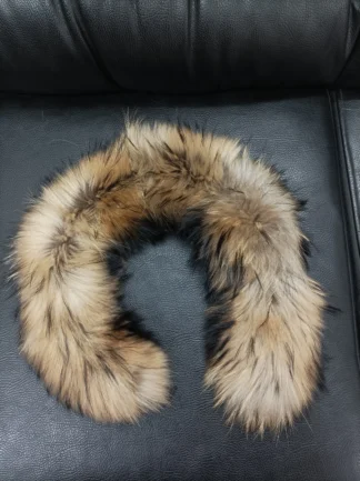 Fur finn raccoon trim for hood natural color/ Fur strips accessories for jackets and coats/ unisex mens womans