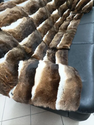 Real Orilak-Rex Rabbit Fur Blanket: Natural Brown Home Throw