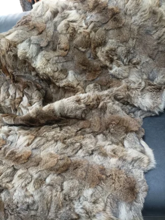 Real Coyote  fur blanket throw khaki color, Home warmer