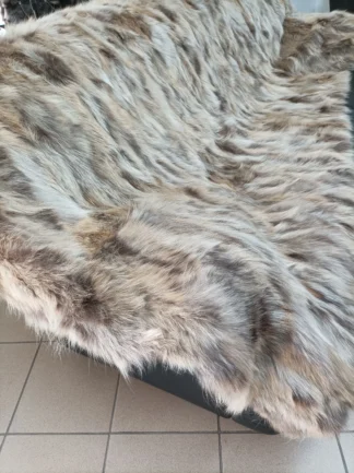 Real Finn racoonn fur blanket throw natural color, Home warmer