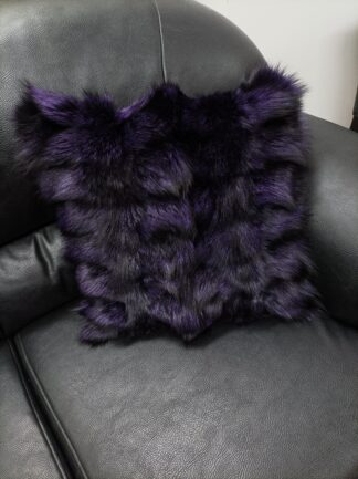 Real  fox fur pillow ,purple color, Home warmer