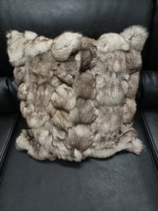 Real fox fur pillow ,natural color, Home warmer
