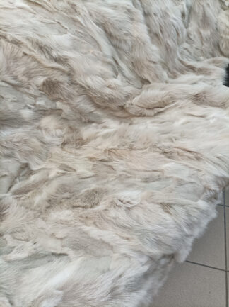 Real Fox fur blanket throw Beige color, Home warmer