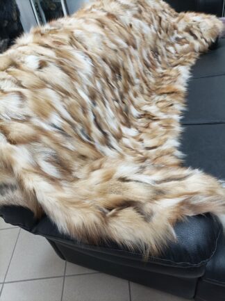 Luxury Real Fox fur blanket throw gold color, Home warmer
