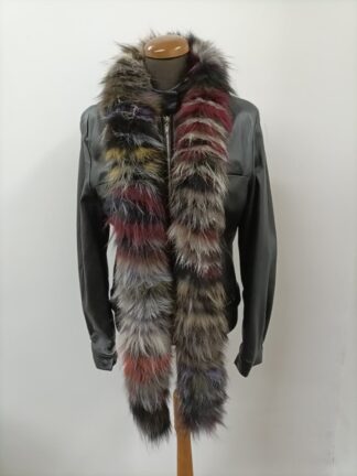 Fur Finn Raccoon multicolor long scarf fluffy and thick quality.