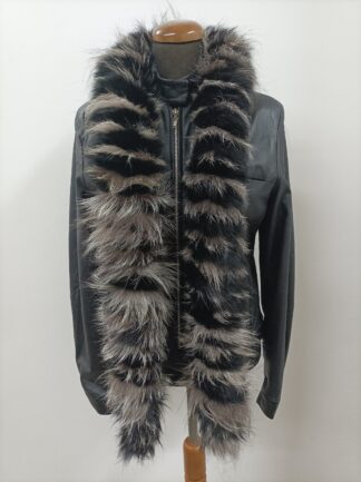 Silver & Black Fox Fur Scarf: Long, Fluffy, Warm Winter Shawl