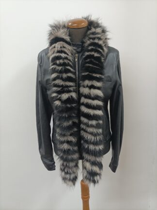 Scarf fur,fur fox silver and black color, long scarf fluffy and thick quality.