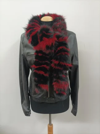 Fox Fur Scarf: Red and Black Fluffy Long Scarf