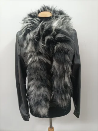 Finn Raccoon Fur Scarf: Long, Fluffy, Black and White