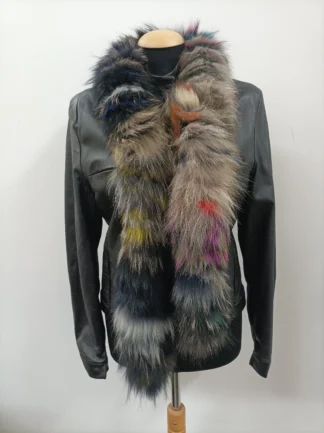 Fur Finn Raccoon multicolor long scarf fluffy and thick quality.