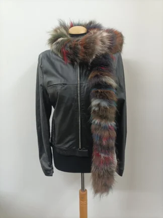 Fur Finn Raccoon multicolor long scarf fluffy and thick quality.