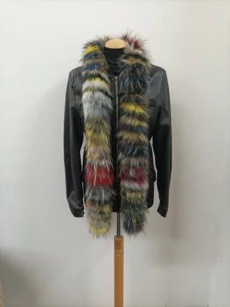 Fur Finn Raccoon multicolor long scarf fluffy and thick quality.