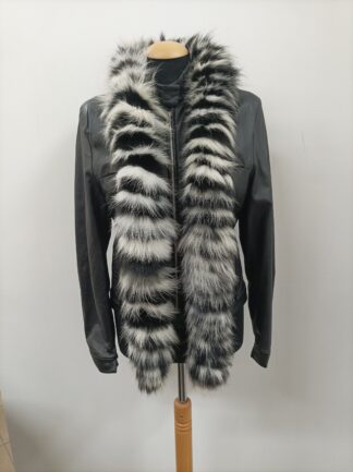 Fox Fur Scarf: Black and White Long Fluffy Scarf