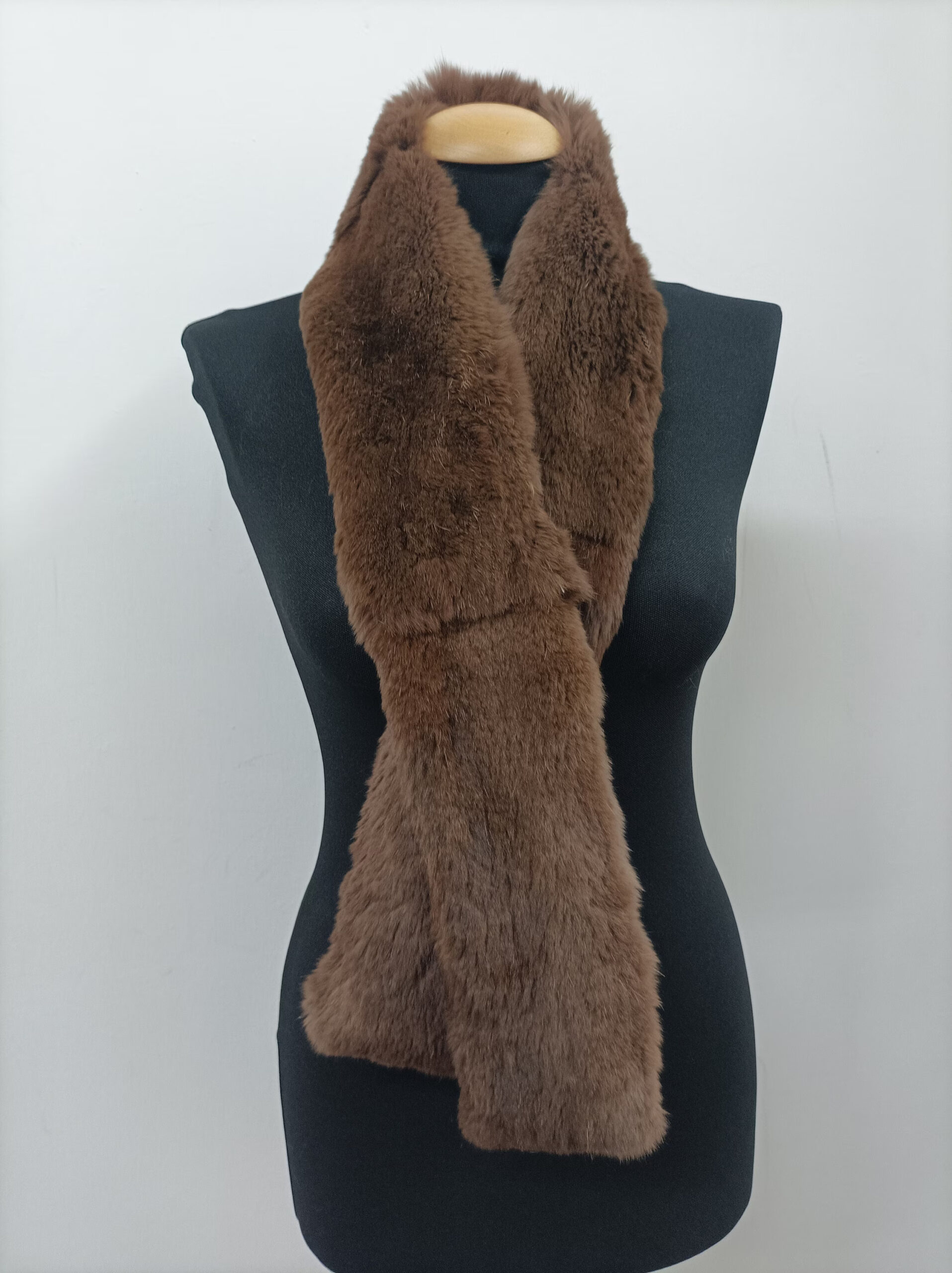 Brown Rabbit Fur Scarf: Unisex Winter Accessory
