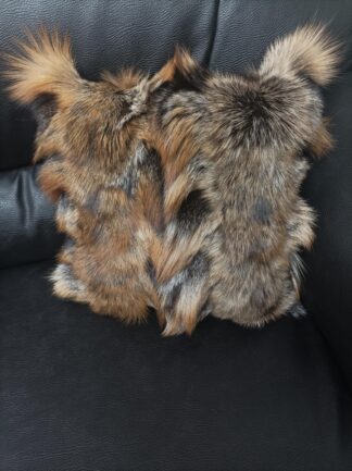 Real Fox Fur Pillowcase: Natural Gold & Silver Home Decor (13.77")