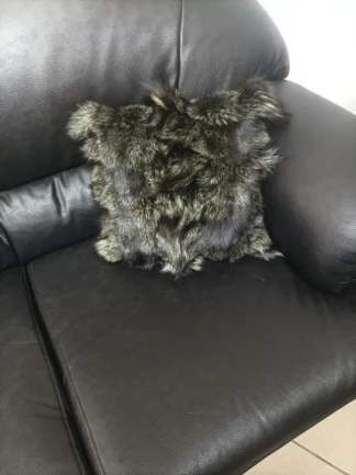 Real Fox Fur Pillowcase: Green Home Decor (14.17 inches)