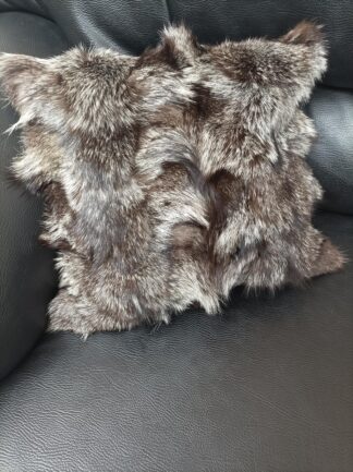 Real  fox fur pillow ,silver and brown color, Home warmer