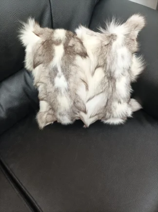 Real  fox fur pillow ,natural color, Home warmer
